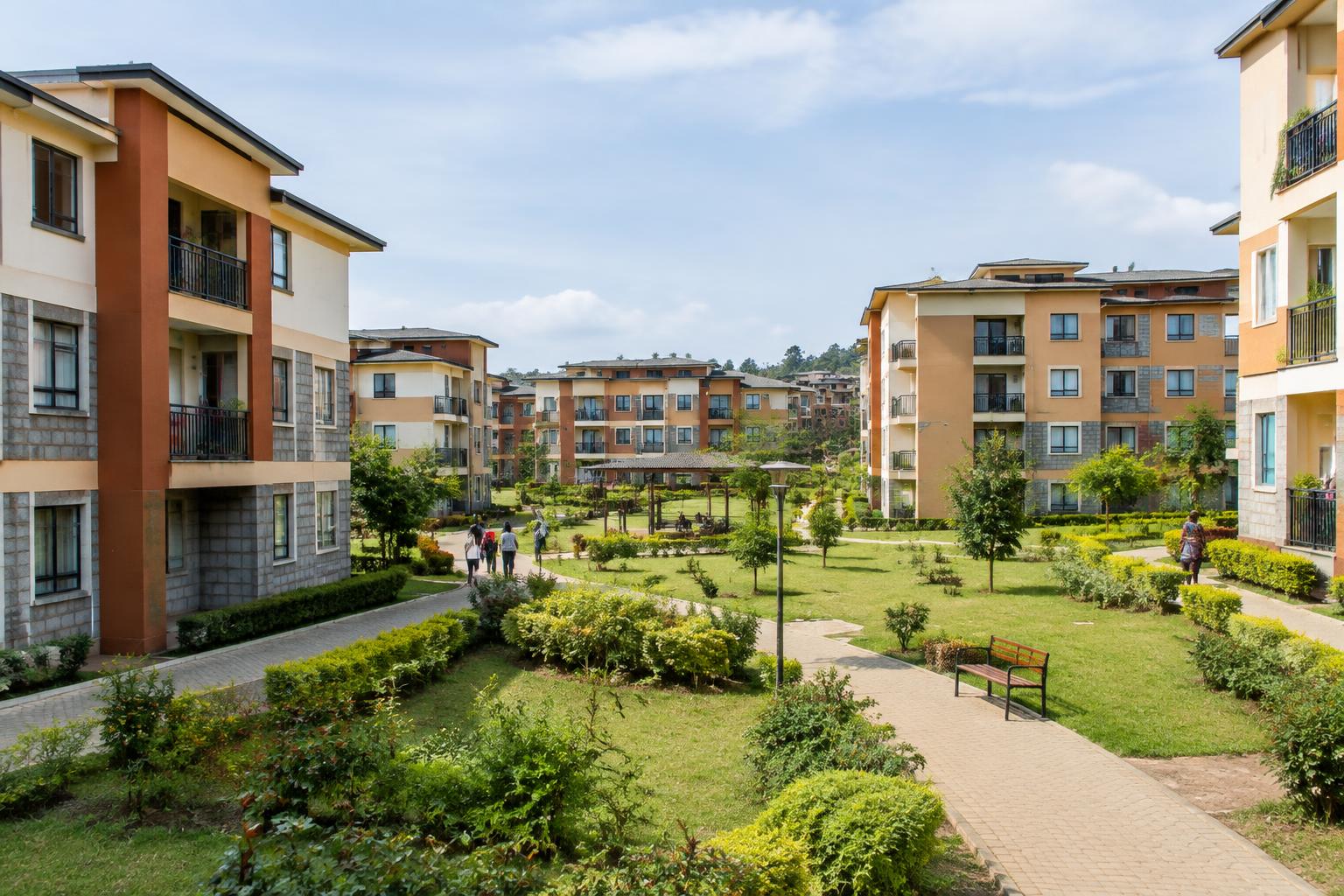 Community housing buildings and shared open space